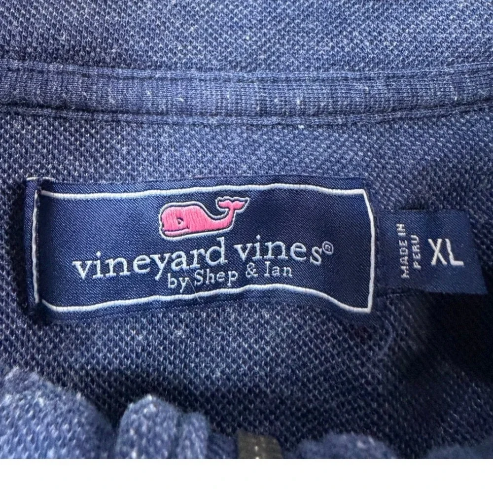 Vineyard‎ Vines Mens XL Quarter Zip Pullover Navy Blue Heathered Pique Sweater